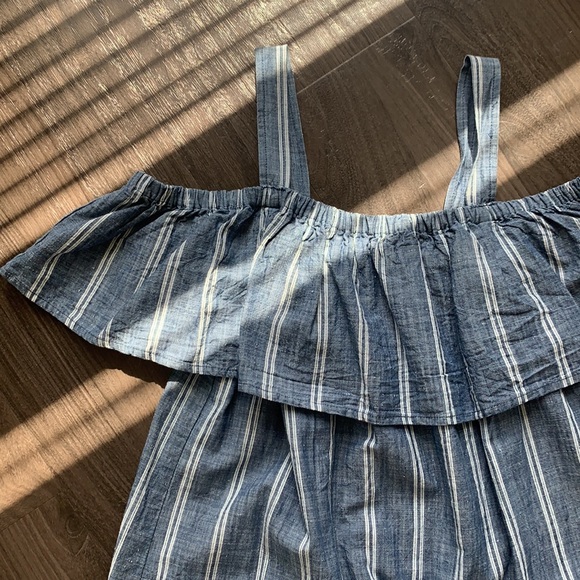 JCREW FACTORY Striped Chambray Ruffle Dress - Picture 4 of 10